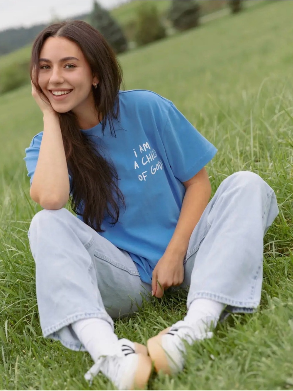 Elevated Faith Blue Graphic Tee - "I Am A Child Of God" All sizes available.